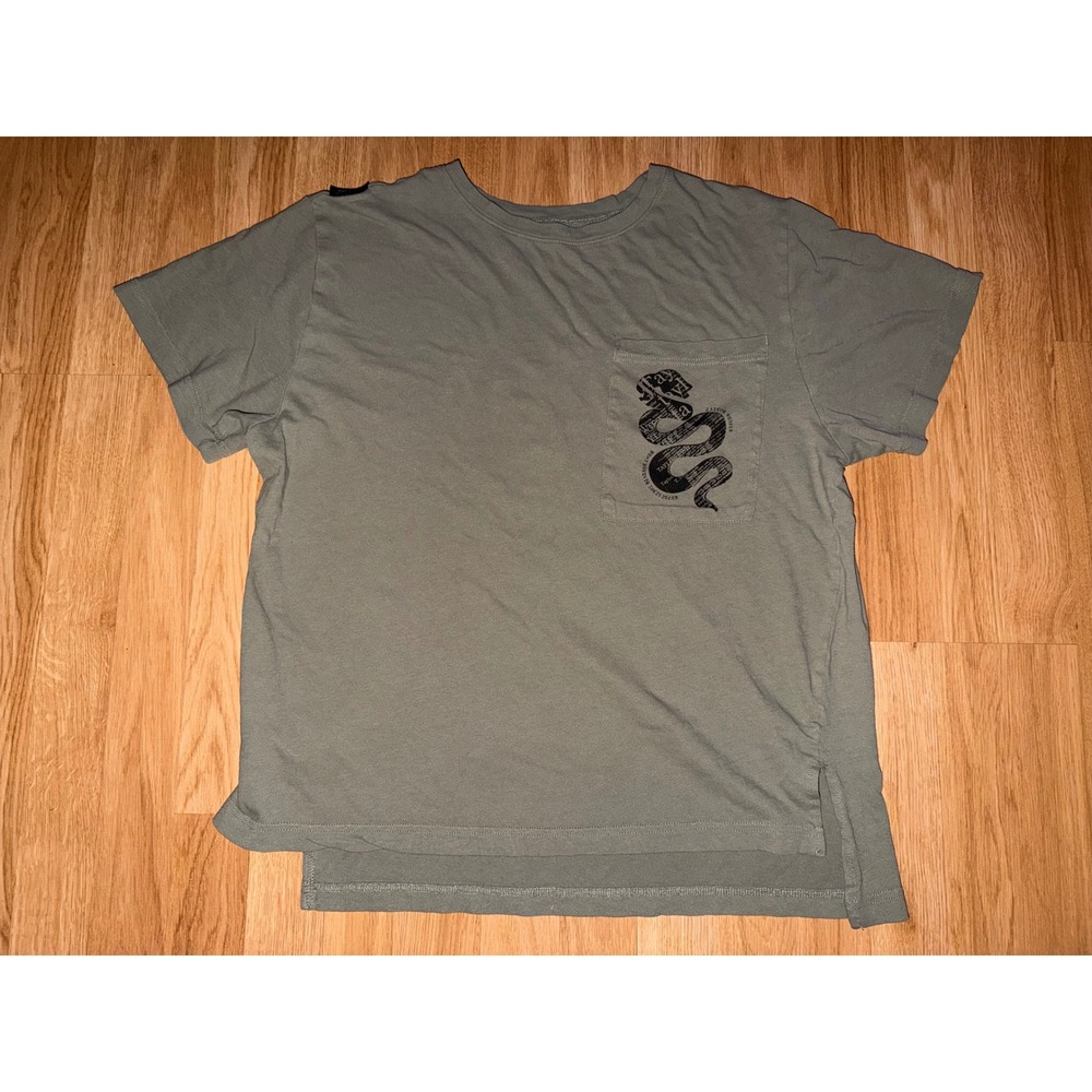 Taylor Swift Reputation Stadium Tour Snake Pocket T-Shirt Olive Green Oversized
